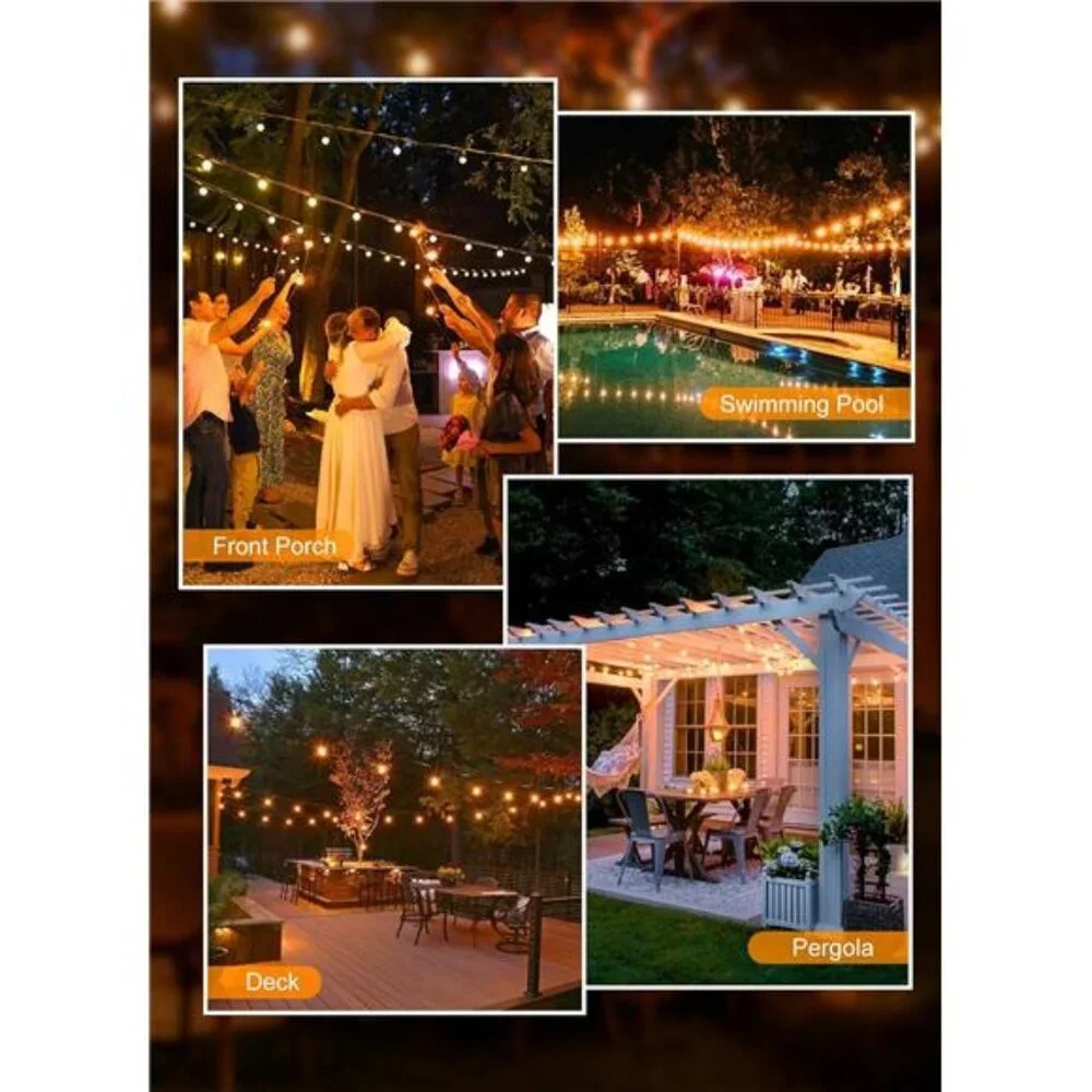 Brightown Outdoor String Lights, 50FT 25 G40 Bulbs Shatterproof Patio Lights
